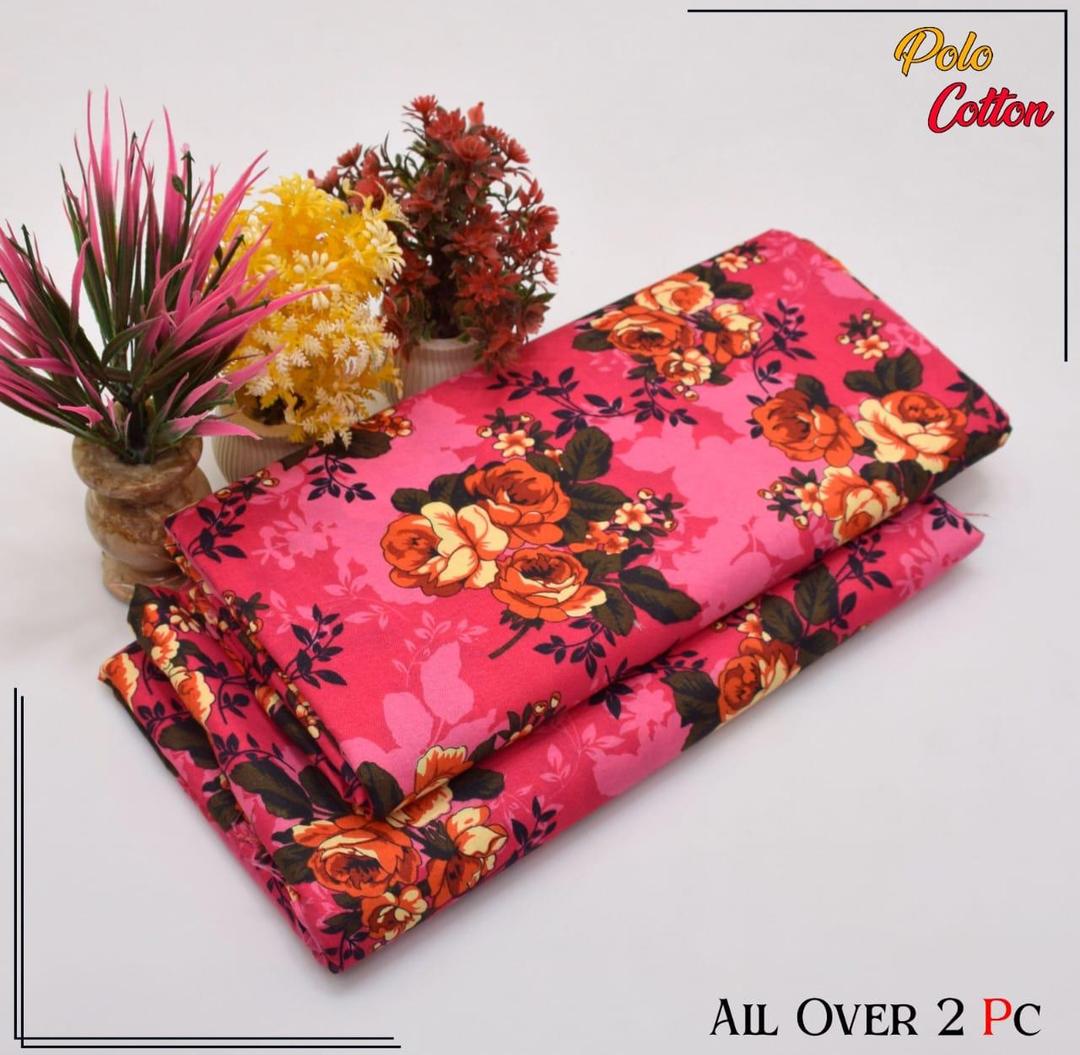 All Over 2 Pcs Polo Cotton Printed Suit For Women