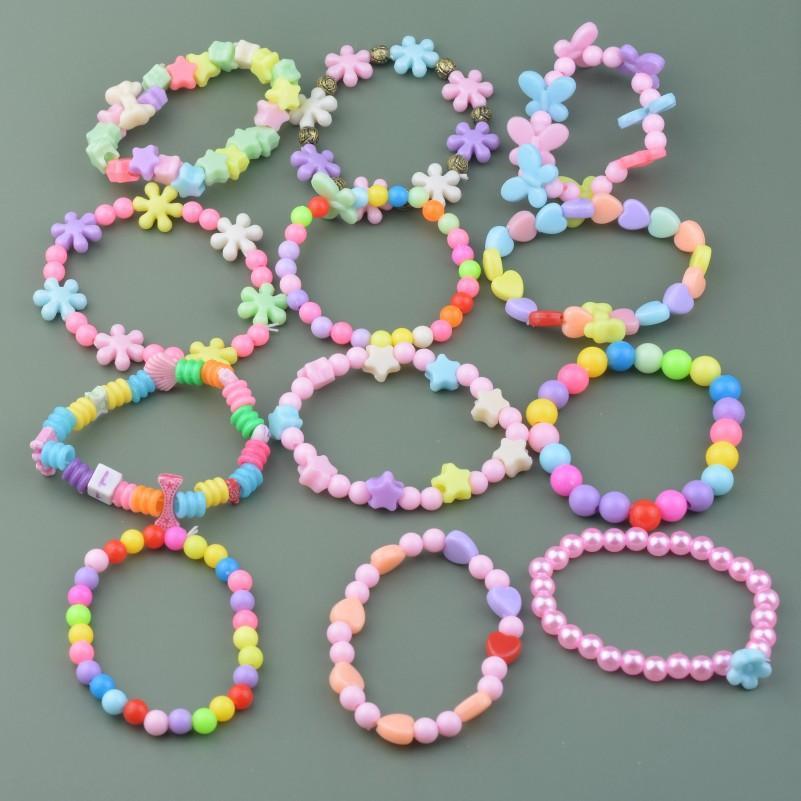 Children Bracelet Acrylic Cartoon Decorations Cute Jewelry Die Beaded Gift Box 12 Pcs