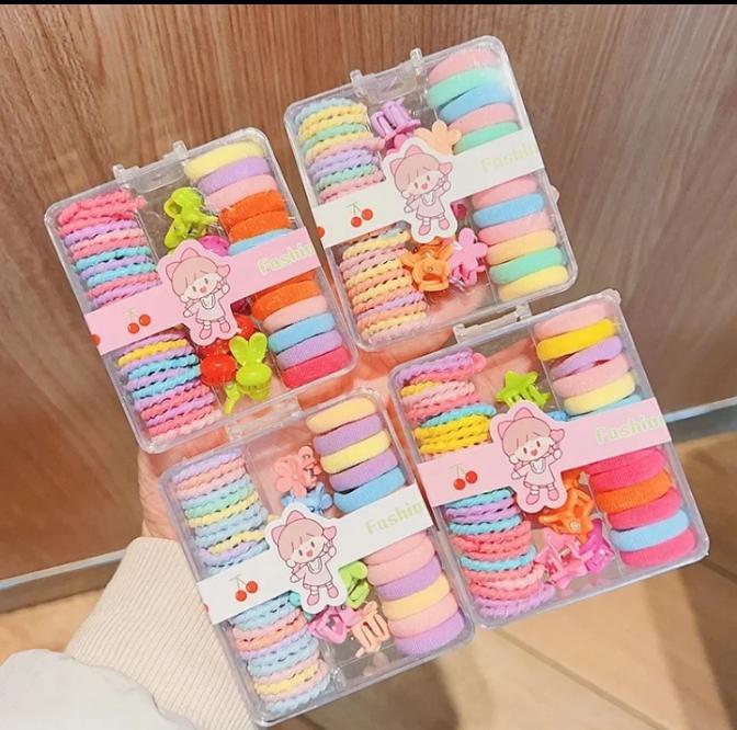 Ponie Pack Of Elastic Band Candy Color Hair Tie Clip Hair Clip Rope