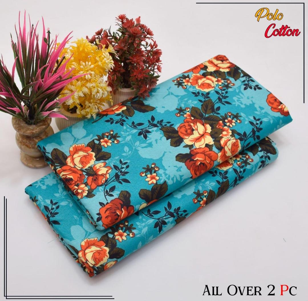 All Over 2 Pcs Polo Cotton Printed Suit For Women