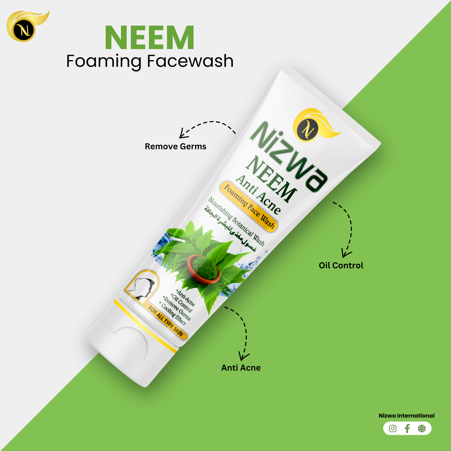 Pack Of 3:Nizwa menthol shampoo,Face Wash,24k Gold Face Wash Sachet