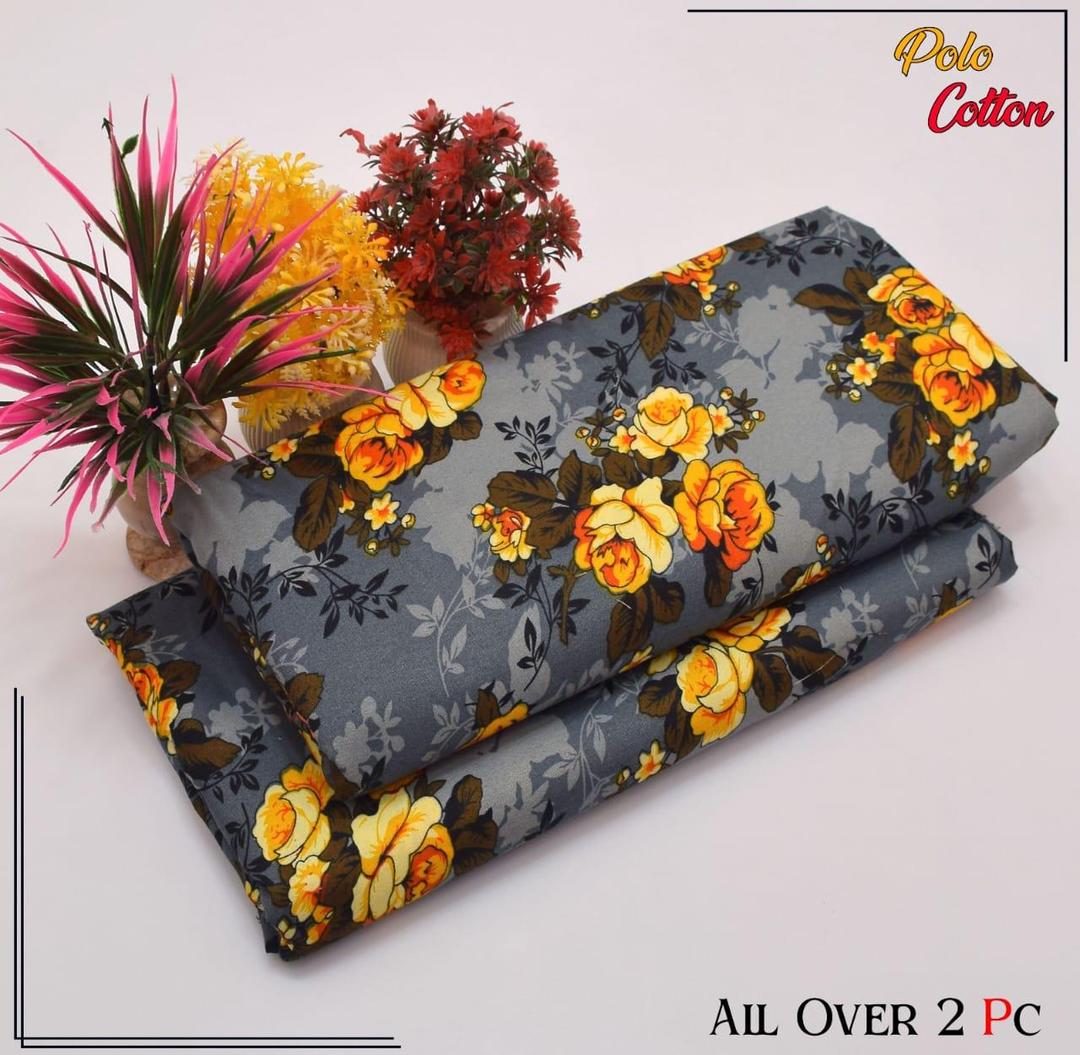 All Over 2 Pcs Polo Cotton Printed Suit For Women