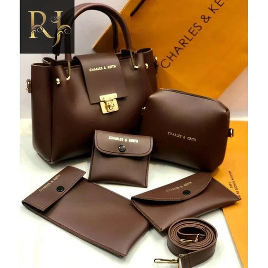 Shoulder Bag Set, Charles & Keith 5 Pcs, Synthetic Leather, Stylish & Practical AZ Mart