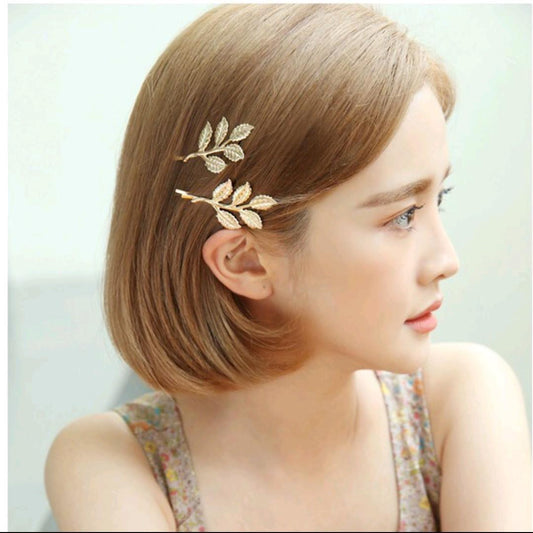 Western and Korean Style Metal Decorated 5 Leaf Hair Pins