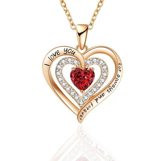 Cross Border New Stone Love Pendant European And American Inlaid Stone Fashion Personalized Women's Jewelry