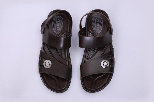 Men's Plain Leather Sandals Casual Wearing Attractive Black