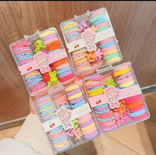 Ponie Pack Of Elastic Band Candy Color Hair Tie Clip Hair Clip Rope