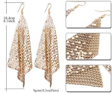 Stylish Mesh Sequin Long Earrings For Girls