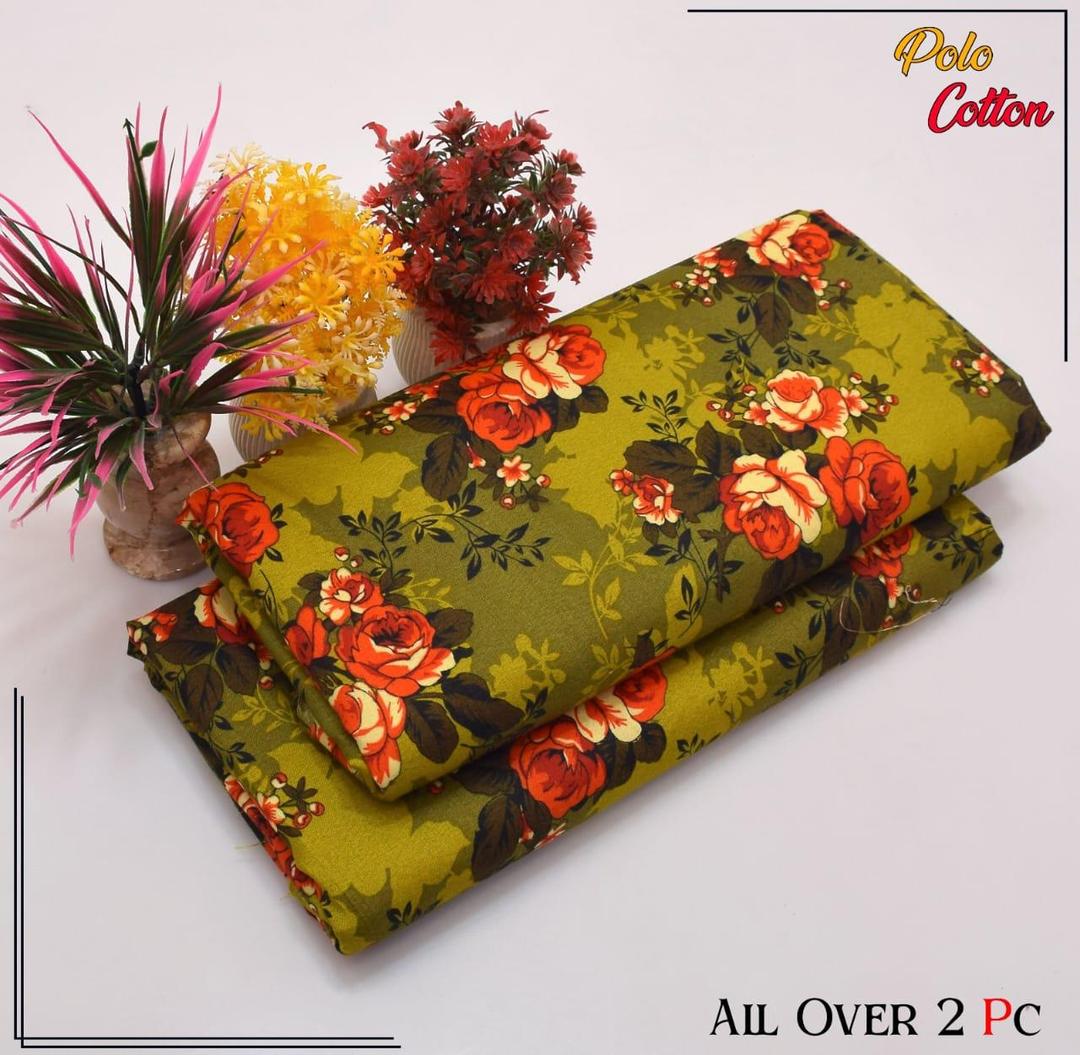 All Over 2 Pcs Polo Cotton Printed Suit For Women