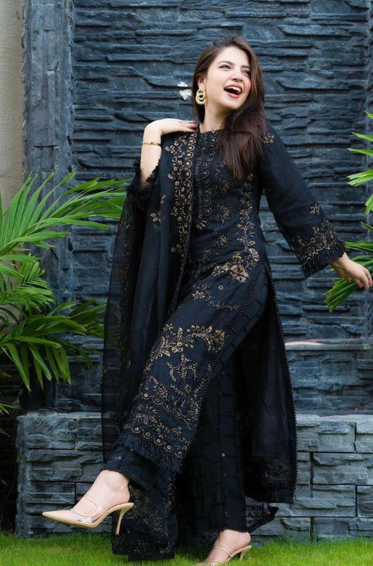 Women's 3 Pcs Unstitched Lawn Embroidered Suit