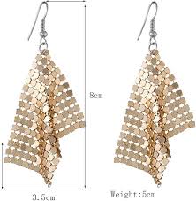 Stylish Mesh Sequin Long Earrings For Girls
